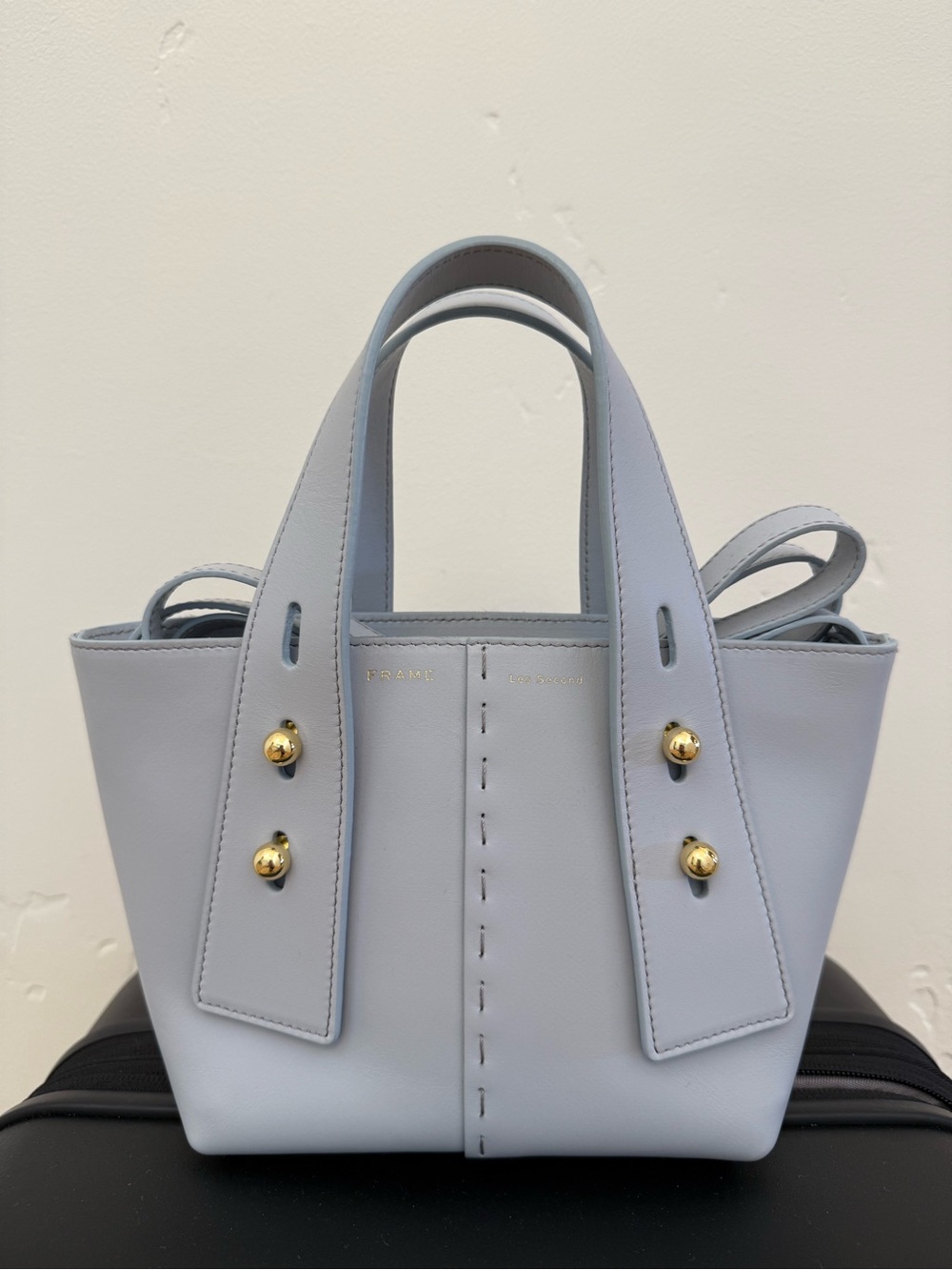 Frame -Les Second Mini - Structured Tote Bag in Light Blue with Gold Accents